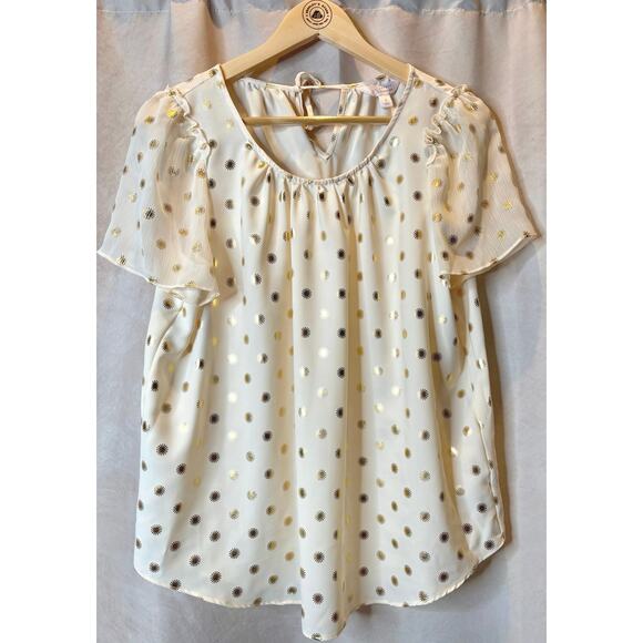 Lauren Conrad Cream Blouse w/ gold sun accents Size Small - Picture 1 of 4